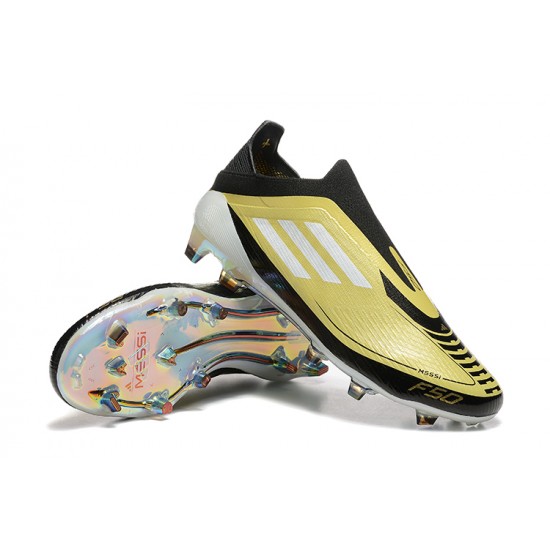 Choose To Buy Adidas F50 Elite Laceless FG Gold Black Mens Soccer Cleats Sale