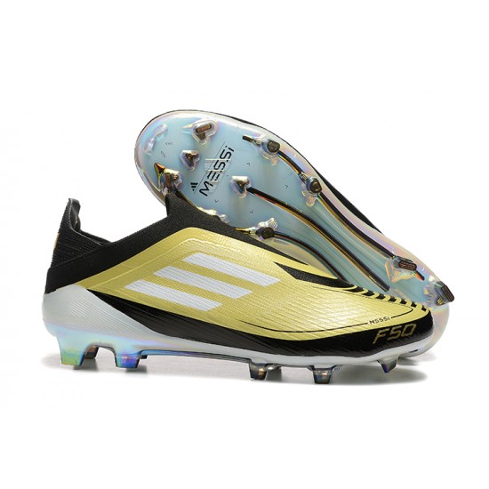 Choose To Buy Adidas F50 Elite Laceless FG Gold Black Mens Soccer Cleats Sale