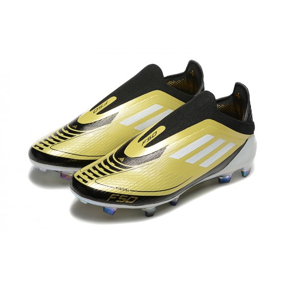 Choose To Buy Adidas F50 Elite Laceless FG Gold Black Mens Soccer Cleats Sale