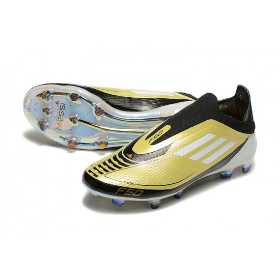 Choose To Buy Adidas F50 Elite Laceless FG Gold Black Mens Soccer Cleats Sale