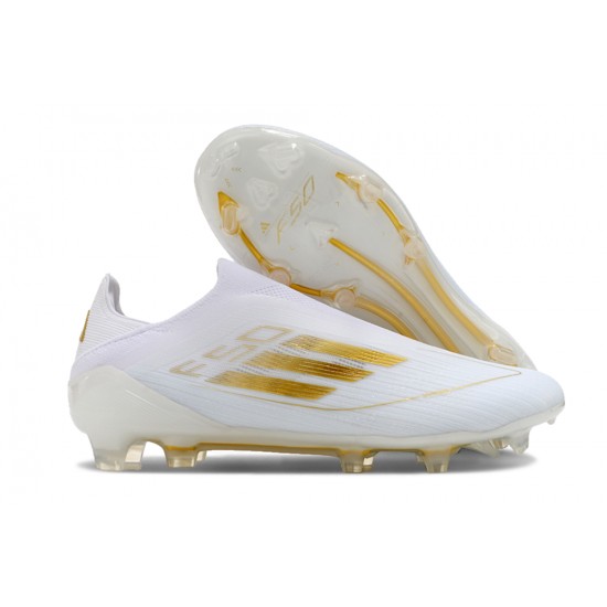 Salable Goods Adidas F50 Elite Laceless FG Low cut White Gold Mens Soccer Cleats On Sale