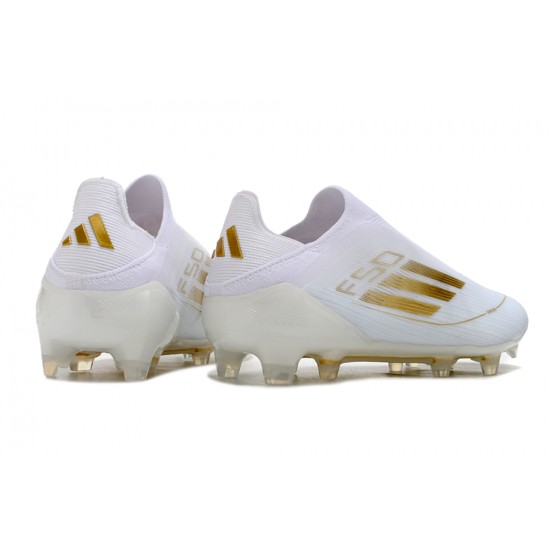 Salable Goods Adidas F50 Elite Laceless FG Low cut White Gold Mens Soccer Cleats On Sale