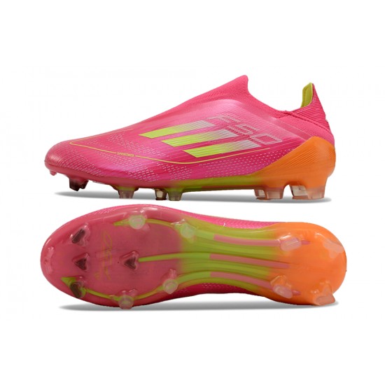 Sell Like Wild Fire Adidas F50 Elite Laceless FG Pink Orange Mens Soccer Cleats Online Shop