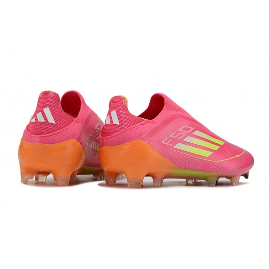 Sell Like Wild Fire Adidas F50 Elite Laceless FG Pink Orange Mens Soccer Cleats Online Shop