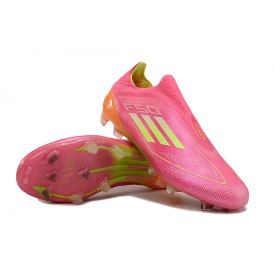 Sell Like Wild Fire Adidas F50 Elite Laceless FG Pink Orange Mens Soccer Cleats Online Shop