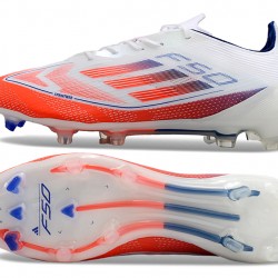 Adidas F50 Elite Laceless FG White and Orange Men's Soccer Cleats