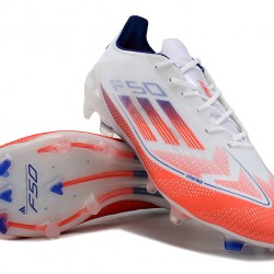 Adidas F50 Elite Laceless FG White and Orange Men's Soccer Cleats