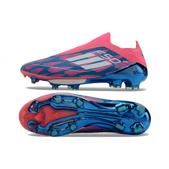 Buy the latest Adidas F50 FG Pink Blue shoelace Mens Soccer Cleats On Sale