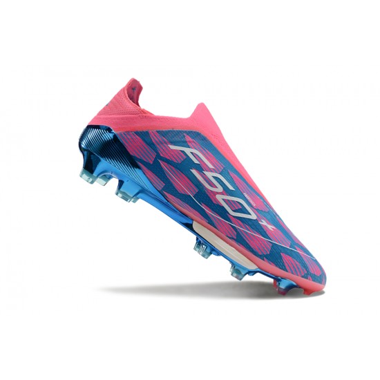 Buy the latest Adidas F50 FG Pink Blue shoelace Mens Soccer Cleats On Sale