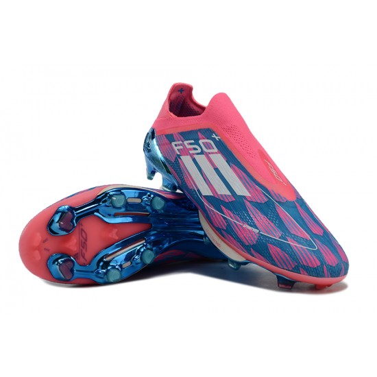 Buy the latest Adidas F50 FG Pink Blue shoelace Mens Soccer Cleats On Sale