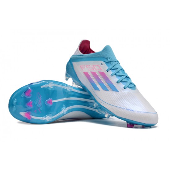Adidas F50 FG Soccer Cleats Ltblue Grey Pink For Men And Women