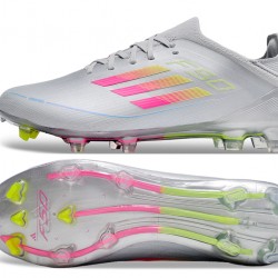 Adidas F50 FG Soccer Cleats Silver Purple Green For Men And Women 