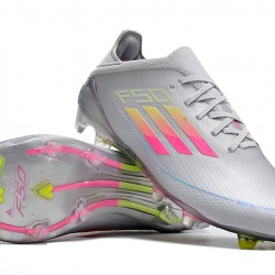 Adidas F50 FG Soccer Cleats Silver Purple Green For Men And Women 