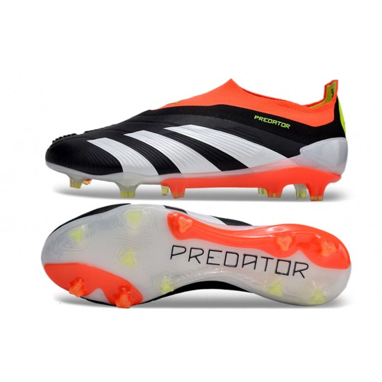Adidas Predator Elite Laceless Boost FG Grey Black Orange Low Soccer Cleats