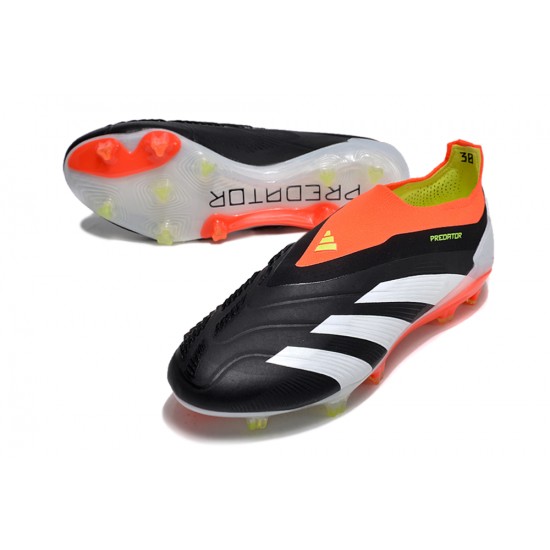 Adidas Predator Elite Laceless Boost FG Grey Black Orange Low Soccer Cleats