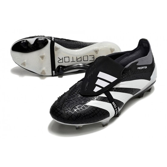 Adidas Predator Elite Tongue FG Black And White Low Soccer Cleats