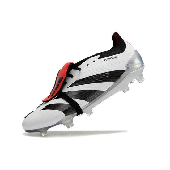 Popular Goods Adidas Predator Elite Tongue FG Black Red White And Silver Low Soccer Cleats Shop