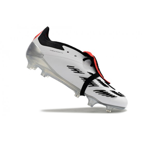 Popular Goods Adidas Predator Elite Tongue FG Black Red White And Silver Low Soccer Cleats Shop