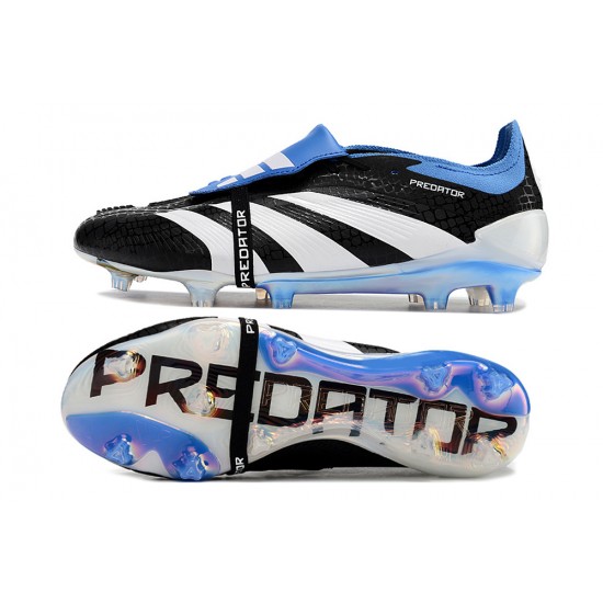 Adidas Predator Elite Tongue FG Black White Ltblue Low Soccer Cleats