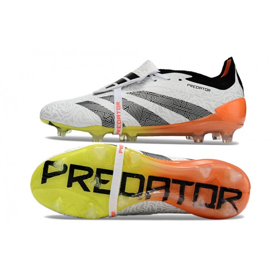 Adidas Predator Elite Tongue FG Black White Orange Low Soccer Cleats