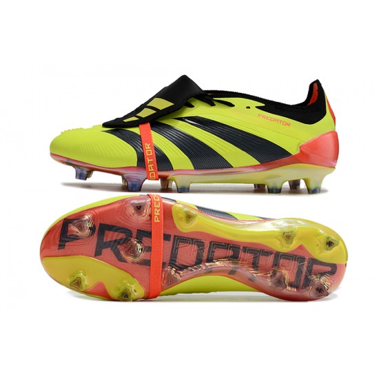 Adidas Predator Elite Tongue FG Black Yellow And Red Low Soccer Cleats