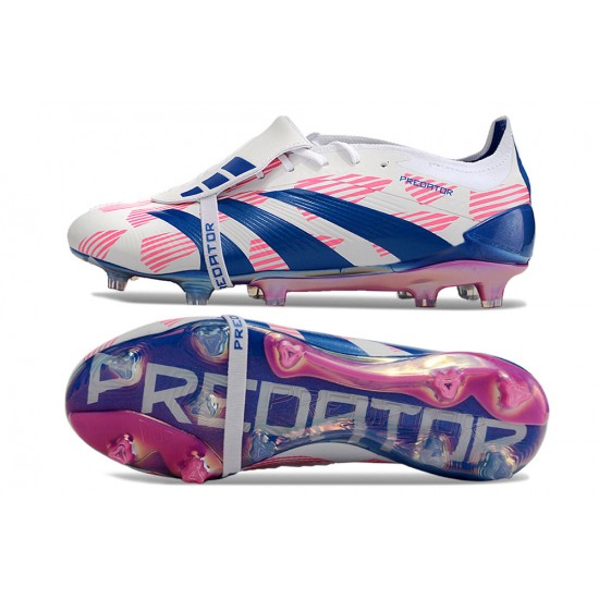 The Best Selling Line Adidas Predator Elite Tongue FG Pink Deep Blue White Low Soccer Cleats Online