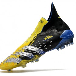 Adidas Predator Freak FG Black Yellow Silver Blue High Soccer Cleats