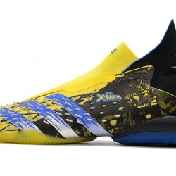 Adidas Predator Freak IC Black Yellow Blue High Soccer Cleats