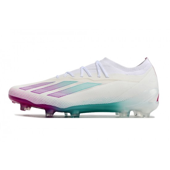 Adidas X 23 Crazyfast.1 FG  Soccer Cleats Beige White Purple For Men