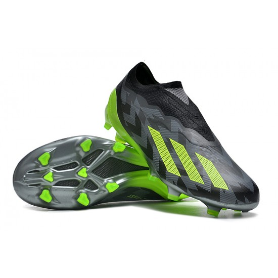 Adidas X Crazyfast.1 Laceless FG Low Soccer Cleats Black Green For Men