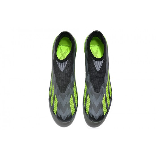 Adidas X Crazyfast.1 Laceless FG Low Soccer Cleats Black Green For Men