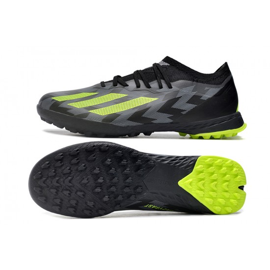 Adidas X Crazyfast.1 Laceless TF Low Soccer Cleats Black Green For Men
