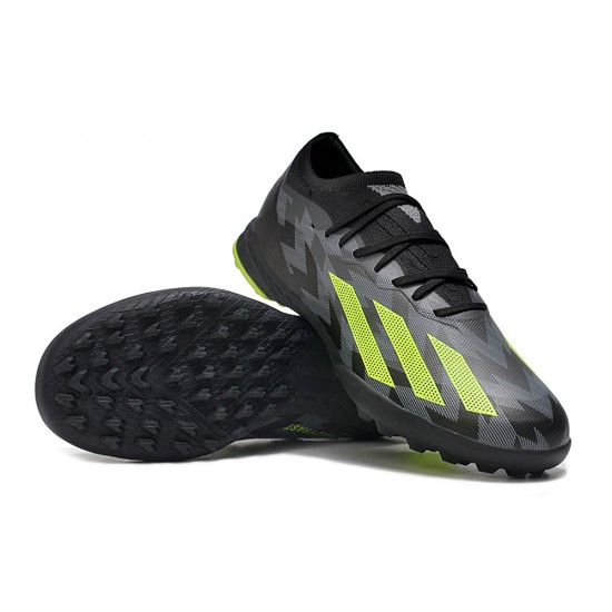 Adidas X Crazyfast.1 Laceless TF Low Soccer Cleats Black Green For Men
