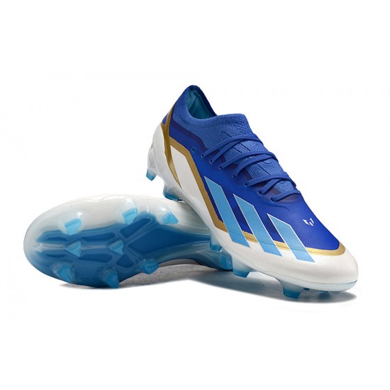 Order To Buy Adidas X Crazyfast.1 Messi FG Boost Soccer Cleats White Blue Deep Blue For Men And Women Sale