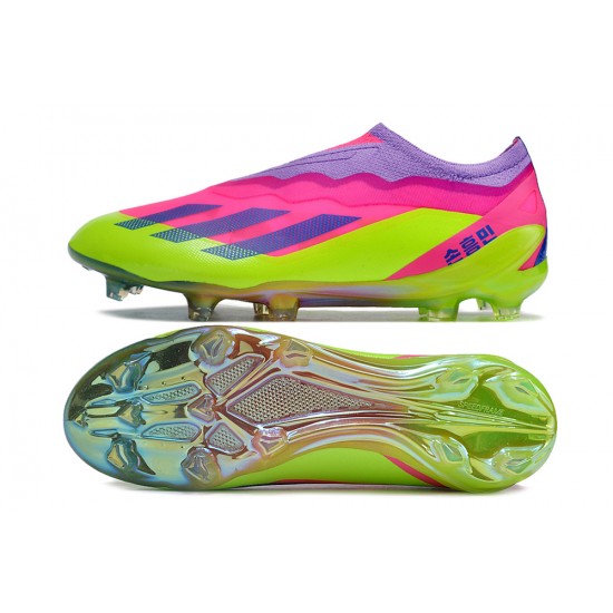 Adidas x23crazyfast.1 FG Low Soccer Cleats Pink Purple Green For Men And Women