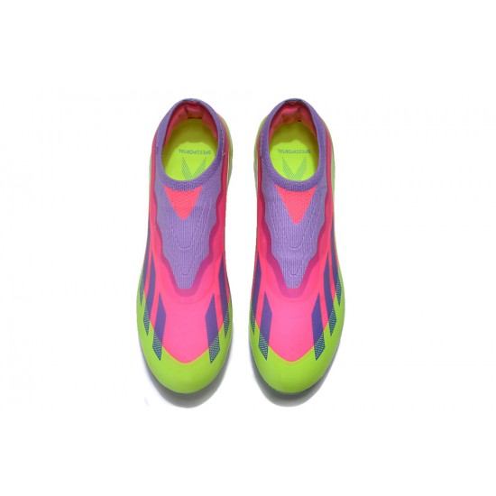 Adidas x23crazyfast.1 FG Low Soccer Cleats Pink Purple Green For Men And Women