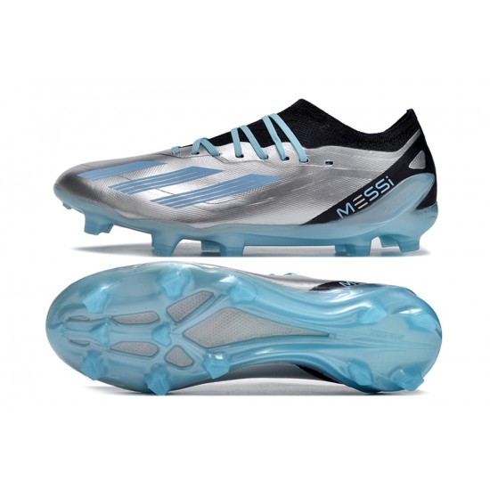 Adidas x23crazyfast.1 FG Low Soccer Cleats Silver Black Ltblue For Men And Women