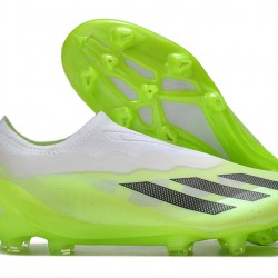 Adidas x23crazyfast.1 Laceless FG Low Soccer Cleats White Black Green For Men 