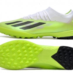 Adidas x23crazyfast.1 Laceless TF Low Soccer Cleats White Black Green For Men 