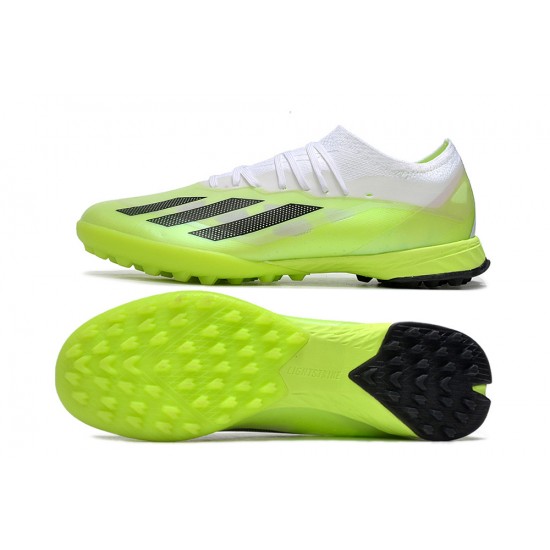 Adidas x23crazyfast.1 Laceless TF Low Soccer Cleats White Black Green For Men