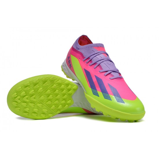 Adidas x23crazyfast.1 TF Low Soccer Cleats Pink Purple Green For Men And Women