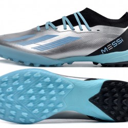 Adidas x23crazyfast.1 TF Low Soccer Cleats Silver Black Ltblue For Men And Women 