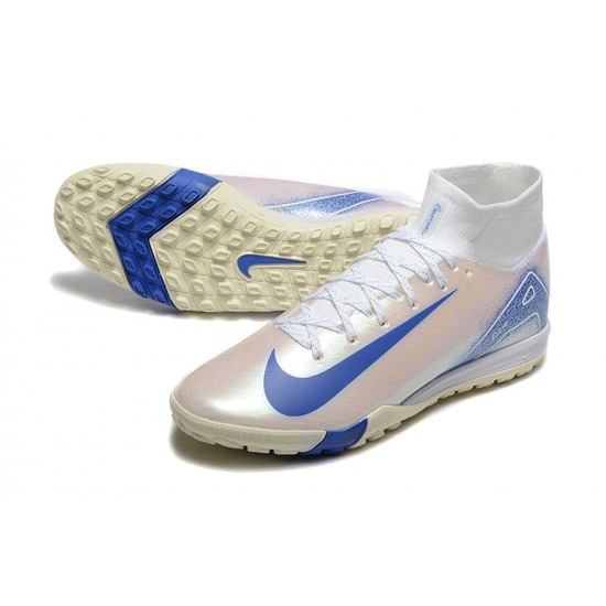 To Have A Ready Market Nike Mercurial Superfly 10 Elite TF White and Blue Soccer Cleats Shop Online