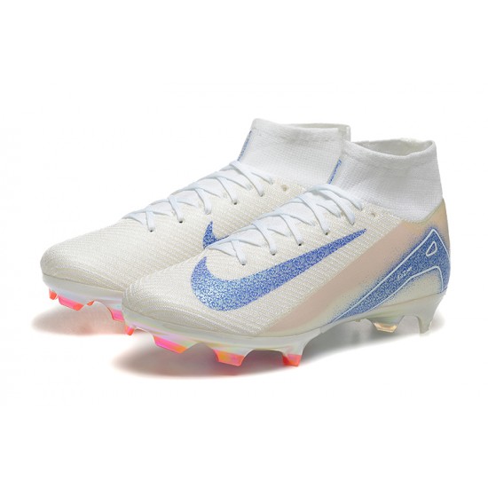 High Quality Nike Air Zoom Mercurial Superfly 10 Elite FG Beige Ltblue Orange High Top Soccer Cleats Online Shop