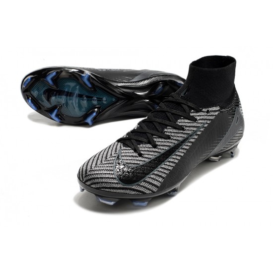 Where To Get Nike Air Zoom Mercurial Superfly 10 Elite FG Black Grey High Top Soccer Cleats Shop Online