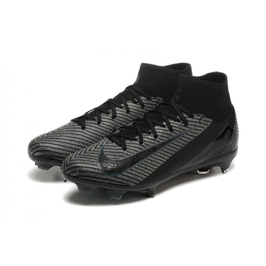 Nike Air Zoom Mercurial Superfly 10 Elite FG High Top Black Soccer Cleats For Men