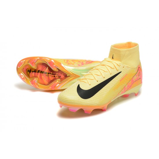 High Quality Nike Air Zoom Mercurial Superfly 10 Elite FG Yellow Black Pink High Top Soccer Cleats On Sale