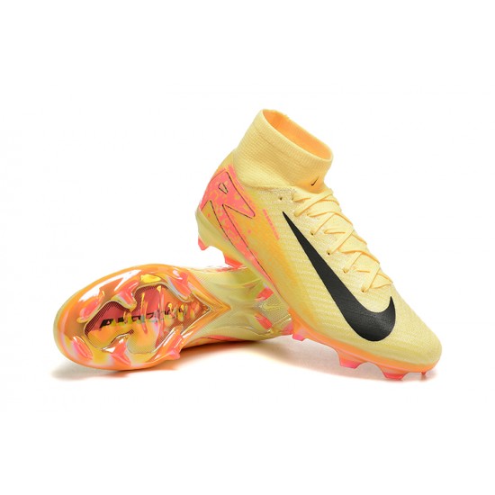 Nike Air Zoom Mercurial Superfly 10 Elite FG Yellow Black Pink High Top Soccer Cleats