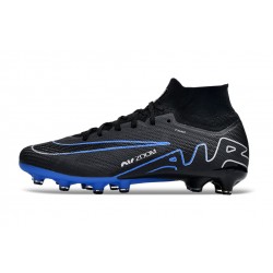 Nike Air Zoom Mercurial Superfly 9 Elite AG High Top Soccer Cleats Black Blue White For Men 