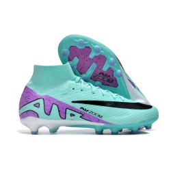 Nike Air Zoom Mercurial Superfly 9 Elite AG High Top Soccer Cleats Ltblue Purple Black For Men 